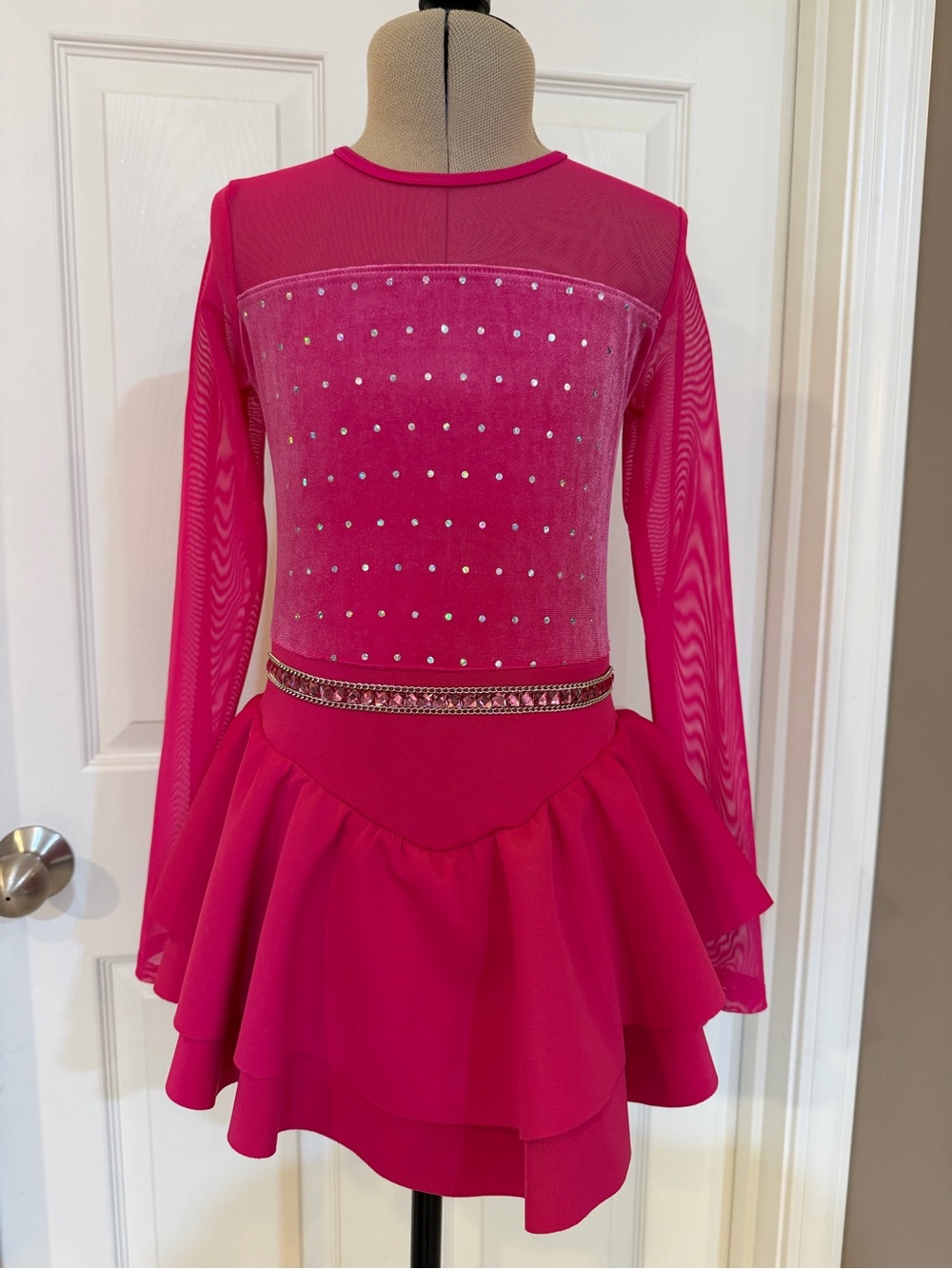 Weissman Girl's Medium Child Hot Pink Rhinestone Dance Dress